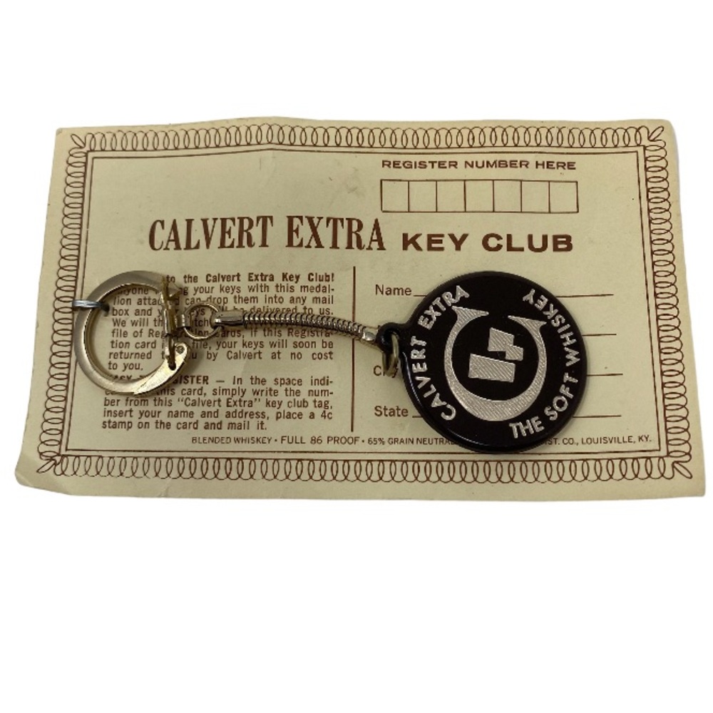 Calvert Extra The Soft Whiskey Key Club Vintage Keychain